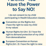 Bold slogan “You Have the Power to Say NO!” – UK campaign graphic against unlawful Health Education.
